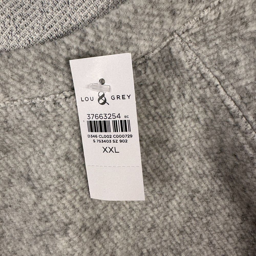 Lou & Grey Cozy‎ Textured Sweatshirt Womens 2XL Heather Gray Drawstring NWT - Picture 3 of 8